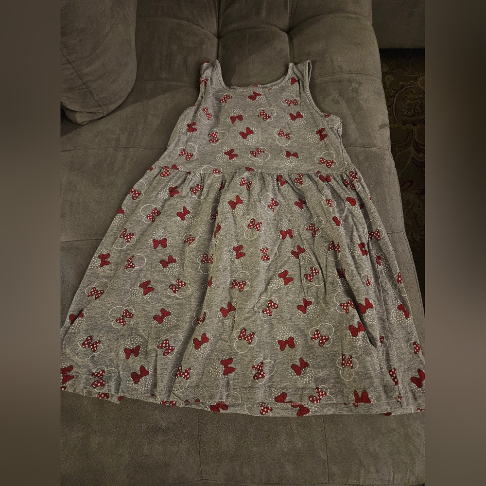 Disney Minnie Mouse Gray and Red Kids Dress